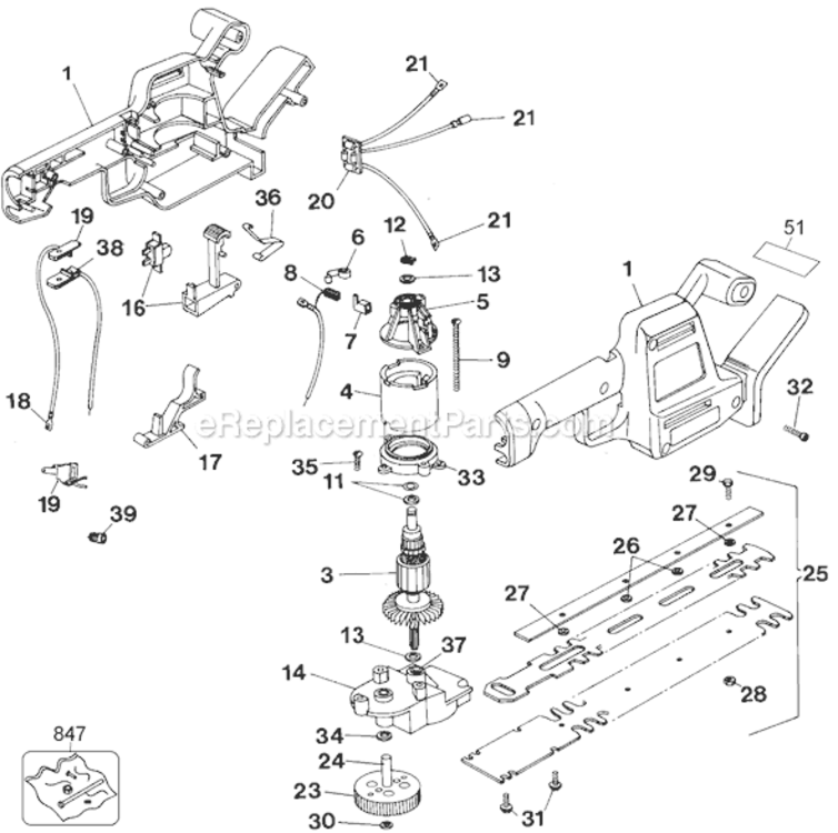 Page A Diagram and Parts List for HT200 Type 2 Black and Decker Hedge Trimmer